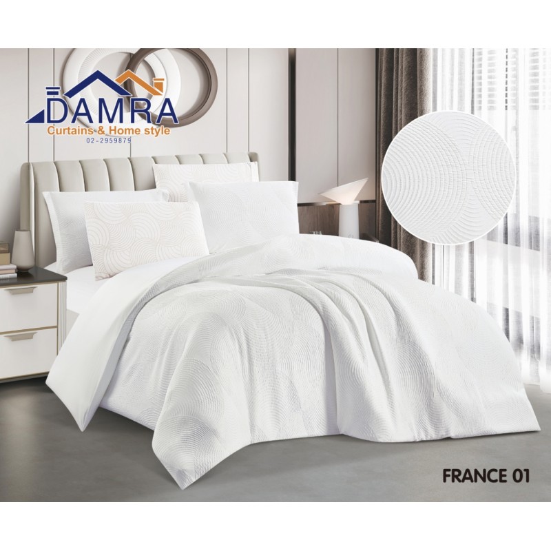 ⁦طقم لحاف صيفي (6 قطع) حجم مزوج من ضمرة FRANCE 01 لون أبيض⁩ - الصورة ⁦1⁩
