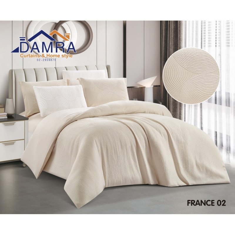 ⁦طقم لحاف صيفي (6 قطع) حجم مزوج من ضمرة FRANCE 02 لون بيج فاتح⁩ - الصورة ⁦1⁩