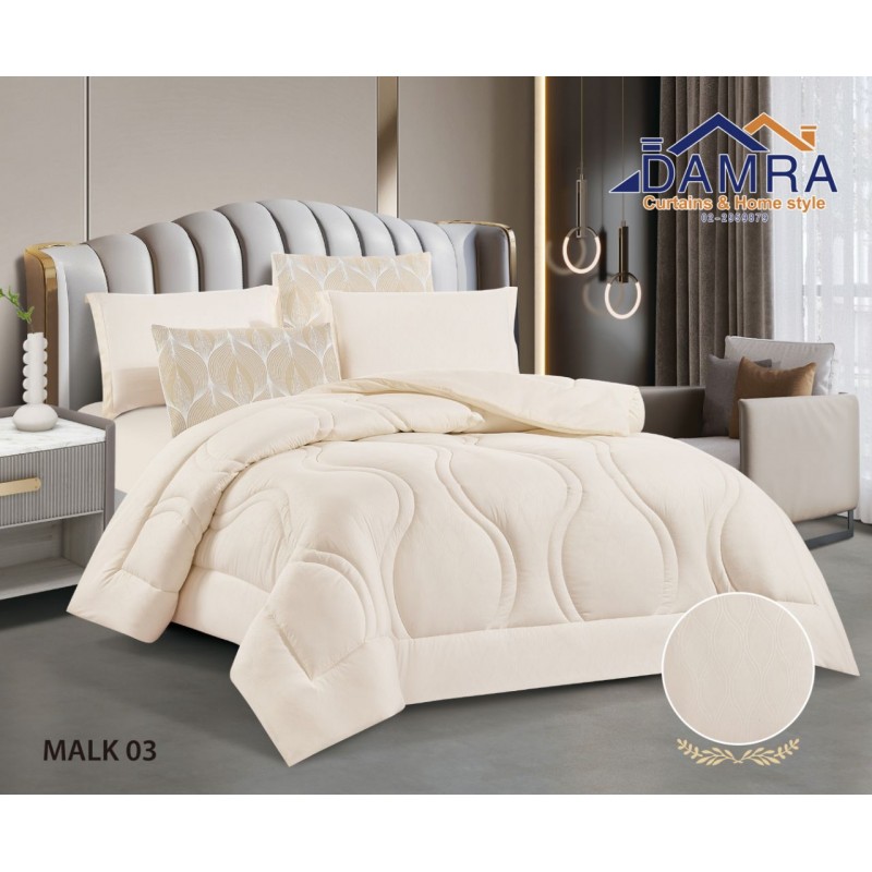 ⁦طقم لحاف صيفي (6 قطع) حجم مزوج من ضمرة MALK 03 لون أوف وايت⁩ - الصورة ⁦1⁩
