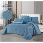 طقم لحاف صيفي (6 قطع) حجم مزوج من ضمرة JERUSALEM 01 لون أزرق بترولي