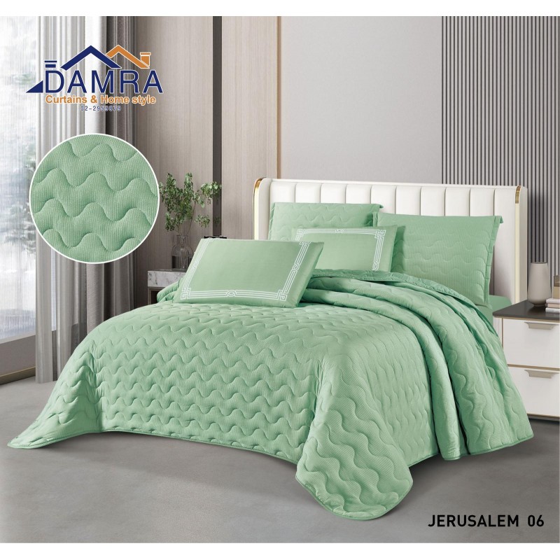 ⁦طقم لحاف صيفي (6 قطع) حجم مزوج من ضمرة JERUSALEM 06 لون أخضر⁩ - الصورة ⁦1⁩