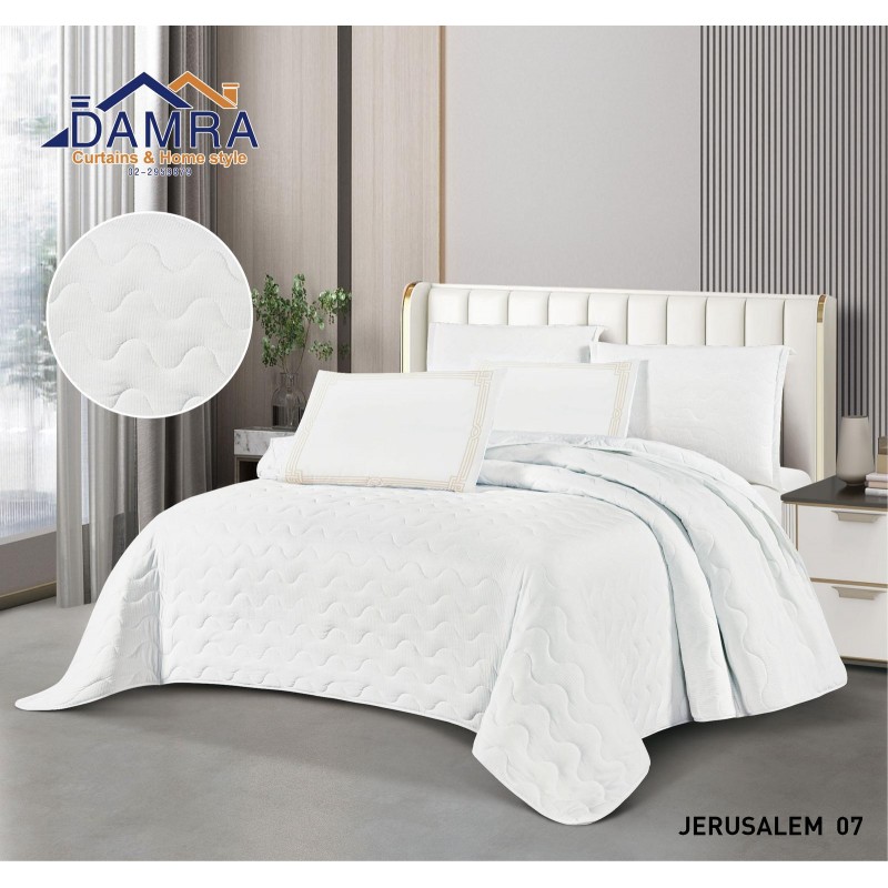 ⁦طقم لحاف صيفي (6 قطع) حجم مزوج من ضمرة JERUSALEM 07 لون أبيض⁩ - الصورة ⁦1⁩