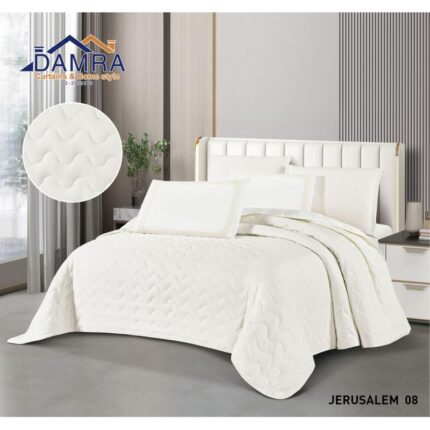 طقم لحاف صيفي (6 قطع) حجم مزوج من ضمرة JERUSALEM 08 لون أبيض