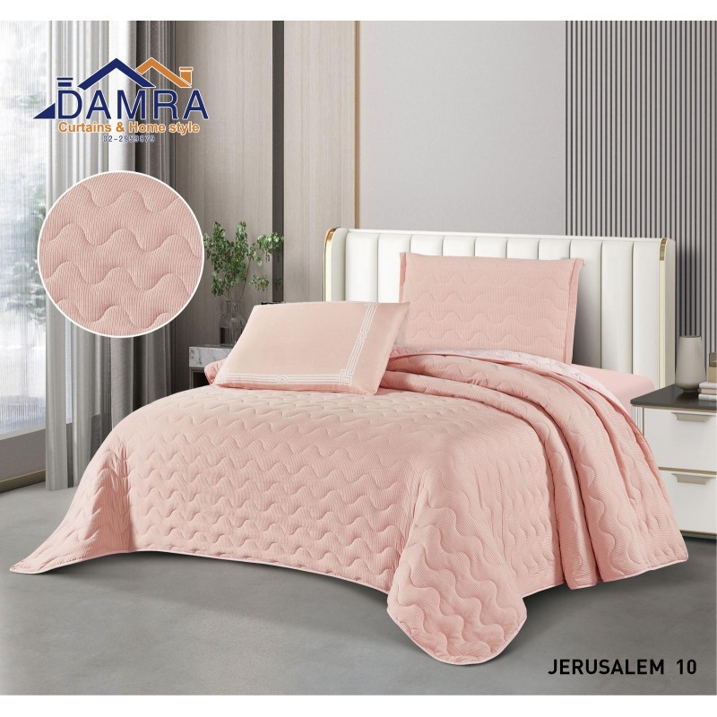 ⁦طقم لحاف صيفي (6 قطع) حجم مزوج من ضمرة JERUSALEM 10 لون زهري⁩ - الصورة ⁦1⁩