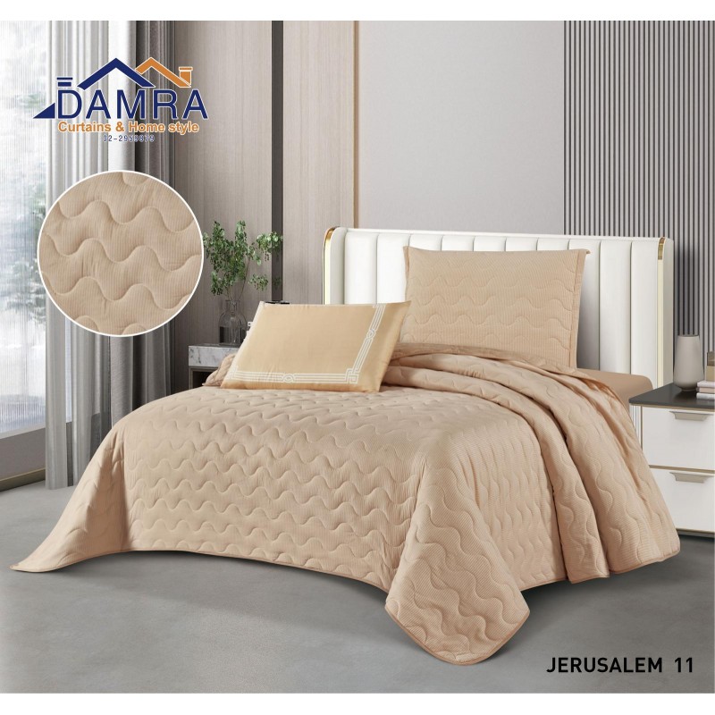 ⁦طقم لحاف صيفي (4 قطع) حجم مفرد من ضمرة JERUSALEM 11 لون بيج⁩ - الصورة ⁦1⁩