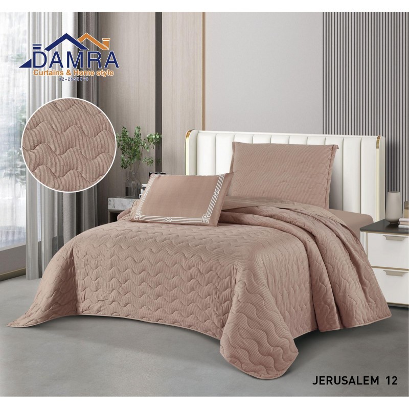 ⁦طقم لحاف صيفي (4 قطع) حجم مفرد من ضمرة JERUSALEM 12 لون عسلي⁩ - الصورة ⁦1⁩