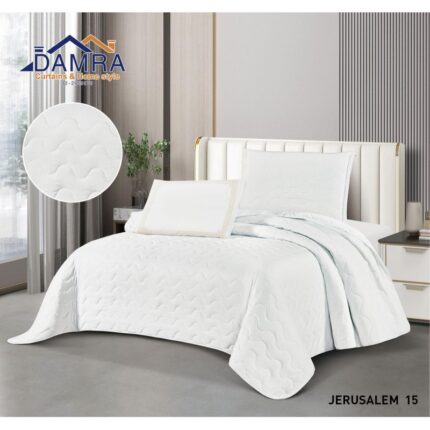 طقم لحاف صيفي (4 قطع) حجم مفرد من ضمرة JERUSALEM 15 لون أبيض