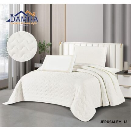 طقم لحاف صيفي (4 قطع) حجم مفرد من ضمرة JERUSALEM 16 لون أبيض