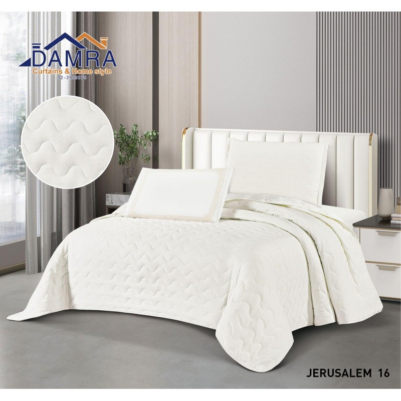 ⁦طقم لحاف صيفي (4 قطع) حجم مفرد من ضمرة JERUSALEM 16 لون أبيض⁩ - الصورة ⁦1⁩