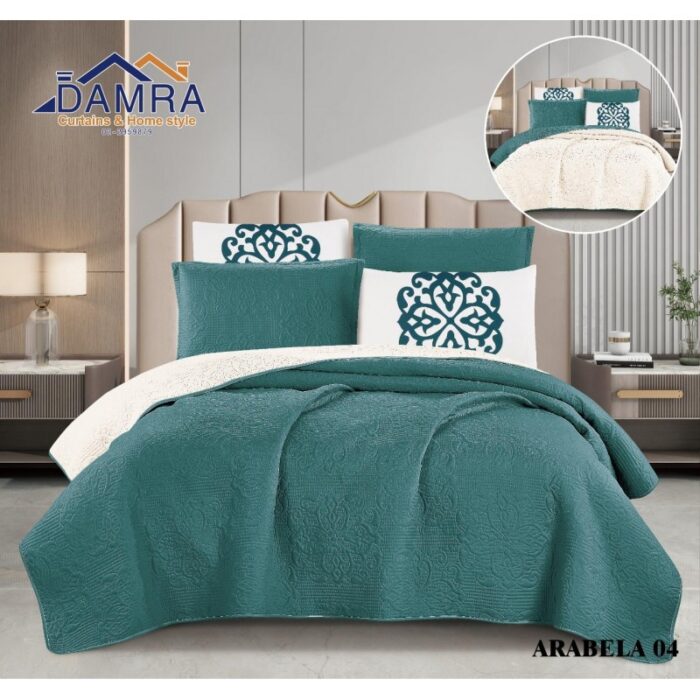 103386017_686e8f6175a12 طقم لحاف صيفي (6 قطع) حجم مزوج من ضمرة ARABELA 04 لون تركواز غامق - الصورة 1