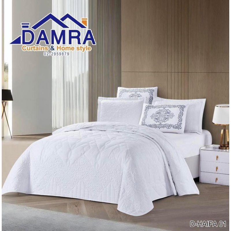 103386021_686e8f6b69ec4 طقم لحاف صيفي (4 قطع) حجم مفرد من ضمرة S-HAIFA 01 لون أبيض - الصورة 1