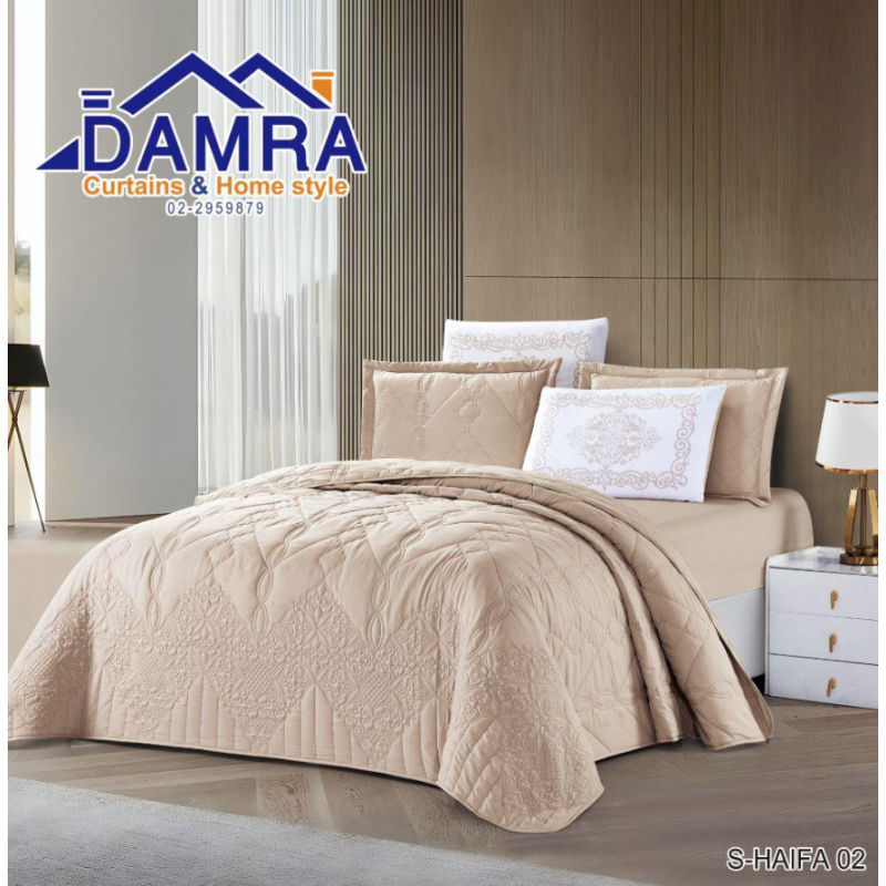 ⁦طقم لحاف صيفي (4 قطع) حجم مفرد من ضمرة S-HAIFA 02 لون بيج⁩ - الصورة ⁦1⁩