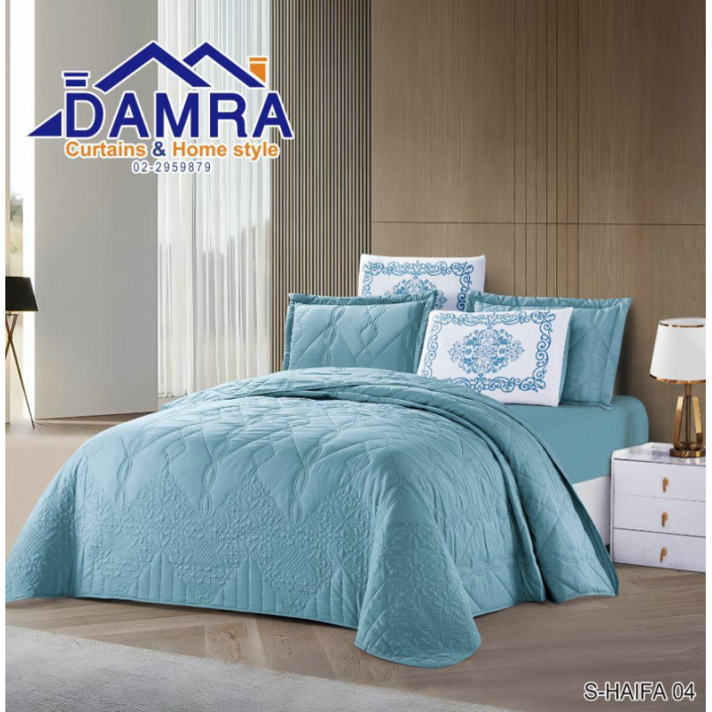 103386024_686e8f7705845 طقم لحاف صيفي (4 قطع) حجم مفرد من ضمرة S-HAIFA 04 لون أزرق - الصورة 1