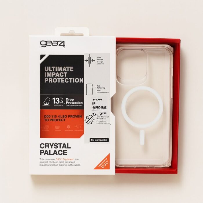 ⁦كفر شفاف مع حلقة مج سيف متين ومقاوم للصدمات ايفون 14 برو ماكس ماركة gear4 العالمية⁩ - الصورة ⁦2⁩