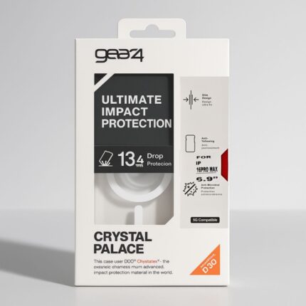 كفر شفاف مع حلقة مج سيف متين ومقاوم للصدمات ايفون 16 برو ماكس ماركة gear4 العالمية