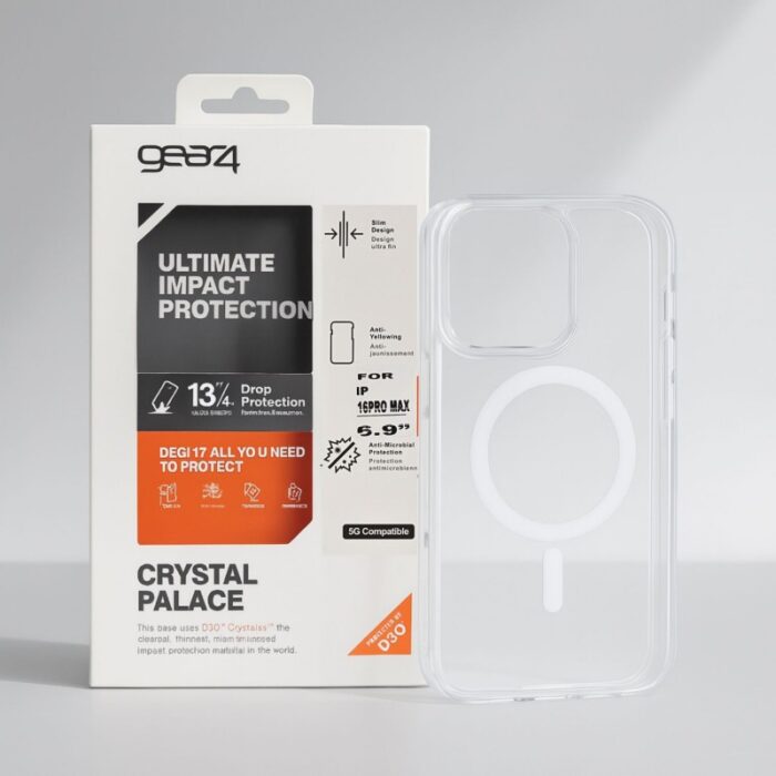 ⁦كفر شفاف مع حلقة مج سيف متين ومقاوم للصدمات ايفون 16 برو ماكس ماركة gear4 العالمية⁩ - الصورة ⁦2⁩