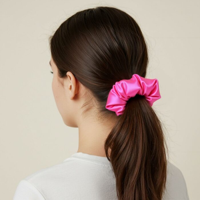 ⁦علبة ربطات شعر ( 3 ربطات ) ستان لون زهري و أبيض وتركواز⁩ - الصورة ⁦5⁩