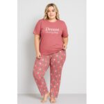 بيجامة ستاتية أحجام كبيرة قماشة الزبدة