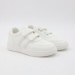 بوت سبورت جلد بشريطين لاصقين لون ابيض