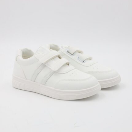 بوت سبورت جلد بشريطين لاصقين لون ابيض