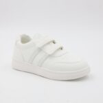 ⁦بوت سبورت جلد بشريطين لاصقين لون ابيض⁩ - الصورة ⁦2⁩