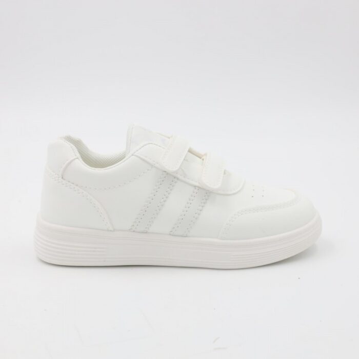 ⁦بوت سبورت جلد بشريطين لاصقين لون ابيض⁩ - الصورة ⁦3⁩