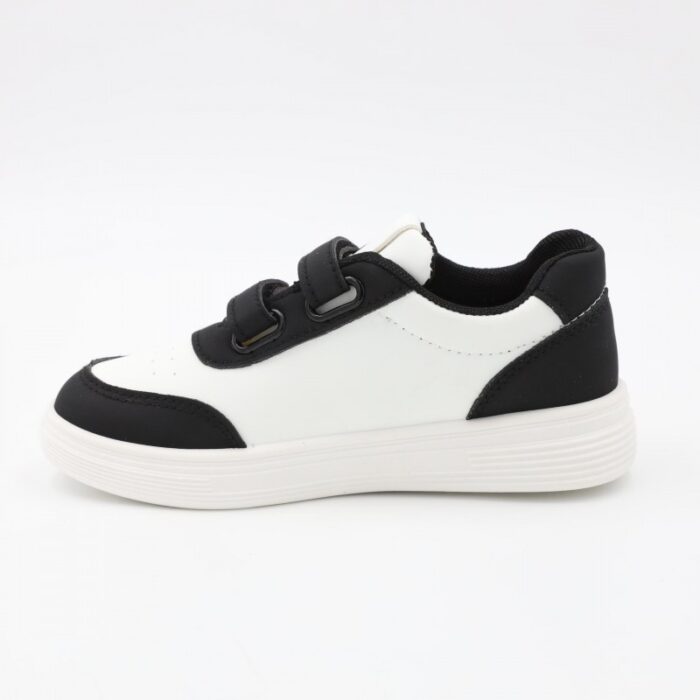 ⁦بوت سبورت جلد بشريطين لاصقين لون ابيض واسود⁩ - الصورة ⁦4⁩