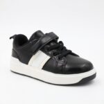 ⁦بوت سبورت بشريط لاصق لون أسود ونعل ابيض⁩ - الصورة ⁦2⁩