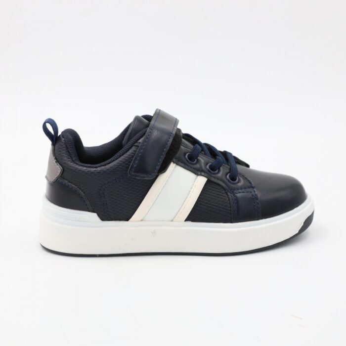 ⁦بوت سبورت بشريط لاصق لون كحلي ونعل ابيض⁩ - الصورة ⁦2⁩