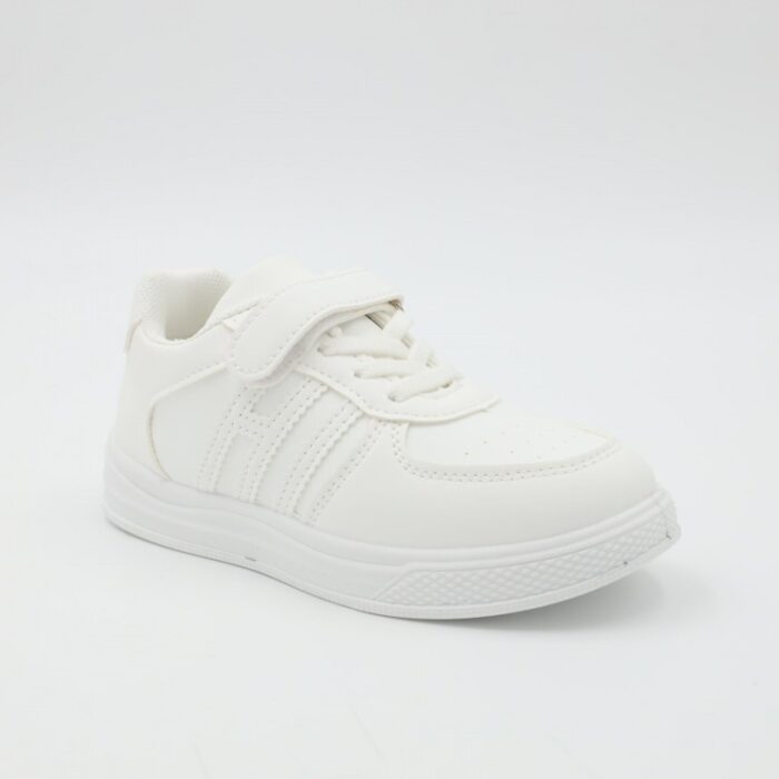 ⁦بوت سبورت ولادي بشريط لاصق لون ابيض⁩ - الصورة ⁦2⁩