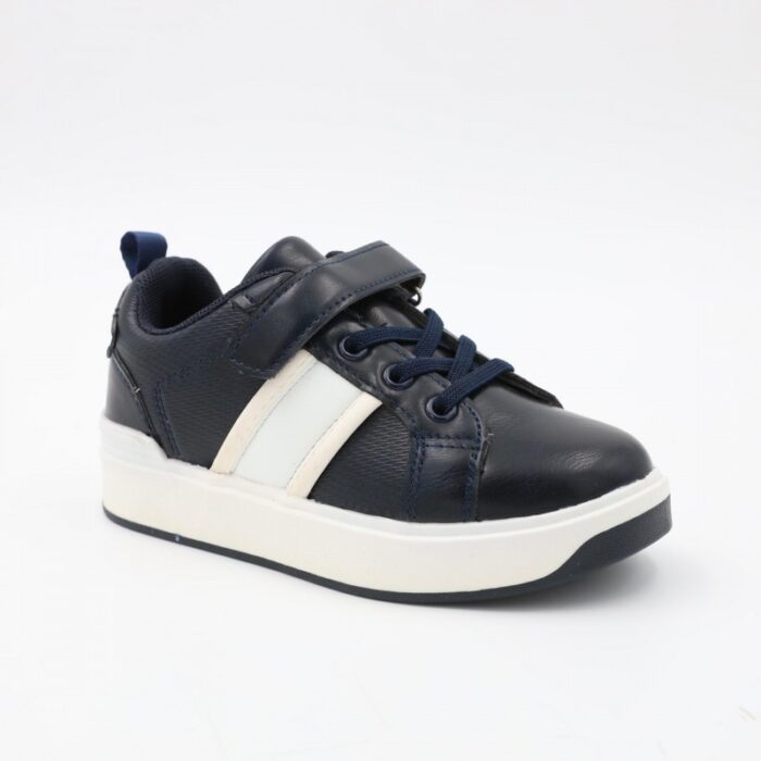 ⁦بوت سبورت بشريط لاصق لون كحلي ونعل ابيض⁩ - الصورة ⁦2⁩