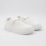 ⁦بوت جلد ولادي بشريط لاصق لون أبيض⁩ - الصورة ⁦5⁩