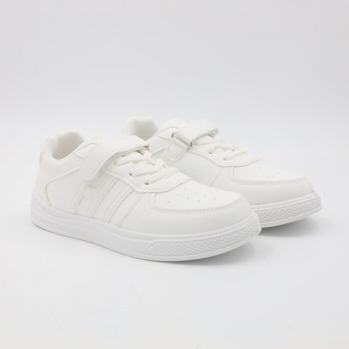 ⁦بوت جلد ولادي بشريط لاصق لون أبيض⁩ - الصورة ⁦5⁩