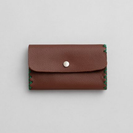 محفظة تبغ جلد طبيعي لون بني محروق