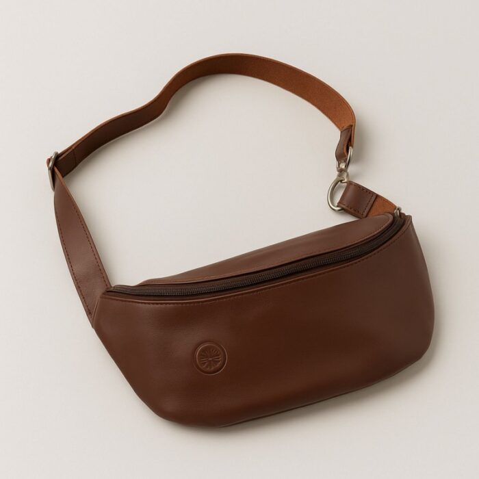 103386169_6875195115830 حقيبة خصر جلد طبيعي مع حزام لون بني - الصورة 1