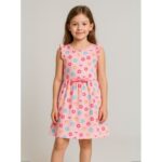 فستان نص كم بناتي لون زهري