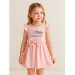 ⁦فستان نص كم بناتي لون زهري⁩ - الصورة ⁦2⁩