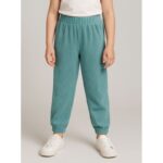 بنطلون مخمل بناتي خصر مطاطي لون أخضر فيروزي