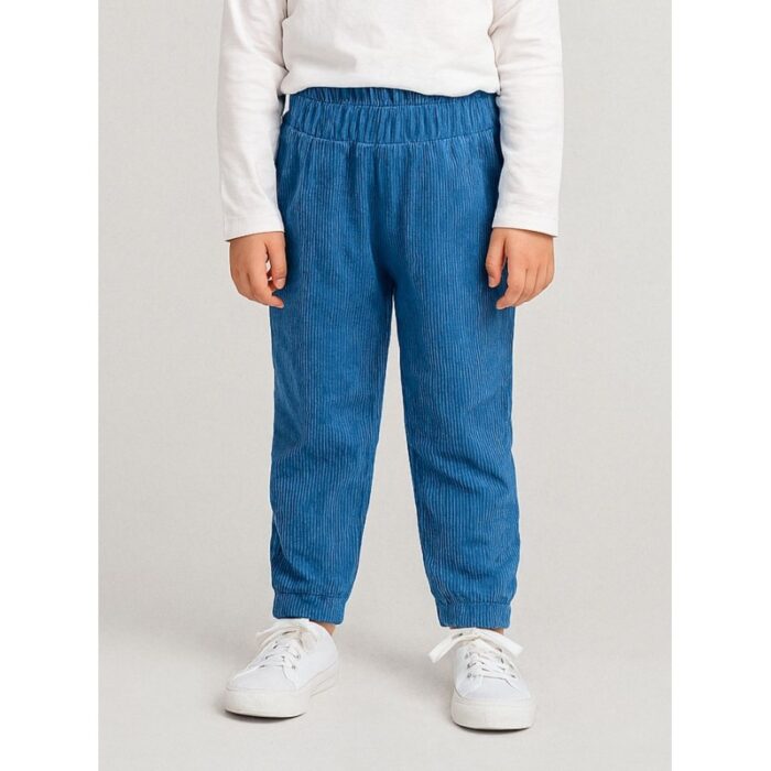 103386192_688340f247cd7 بنطلون مخمل بناتي خصر مطاطي لون أزرق بترولي - الصورة 1