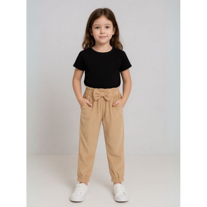 103386198_68834101ef3f7 بنطلون مخمل بناتي خصر مطاطي لون بيج - الصورة 1