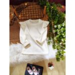 طقم افرهول مع بلوزة كم بناتي لون بنفسجي وأبيض