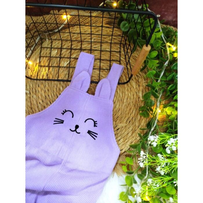 ⁦طقم افرهول مع بلوزة كم بناتي لون بنفسجي وأبيض⁩ - الصورة ⁦2⁩