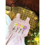 طقم افرهول مع بلوزة كم بناتي لون زهري وأبيض