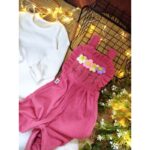 طقم افرهول مع بلوزة كم بناتي لون فوشي وأبيض