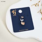 حلق سرة مع حجر زركون شكل قلب لون فضي بيج من FJ مقاوم لتغير اللون كفالة سنتين ضد تغير اللون