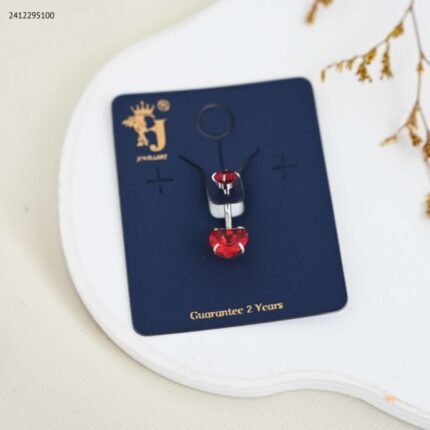 حلق سرة مع حجر زركون لون أحمر من FJ مقاوم لتغير اللون كفالة سنتين ضد تغير اللون