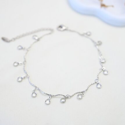 خلخال لون فضي من FJ مقاوم لتغير اللون كفالة سنتين ضد تغير اللون