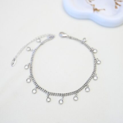 خلخال لون فضي من FJ مقاوم لتغير اللون كفالة سنتين ضد تغير اللون