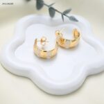 حلق لون ذهبي و ابيض من FJ مقاوم لتغير اللون كفالة سنتين ضد تغير اللون