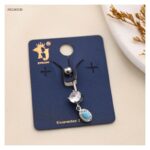 حلق سرة لون فضي وازرق من FJ مقاوم لتغير اللون كفالة سنتين ضد تغير اللون